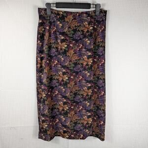 Briggs New York Petite 10P Floral Tapestry Midi Skirt Fall Dark Academia Boho